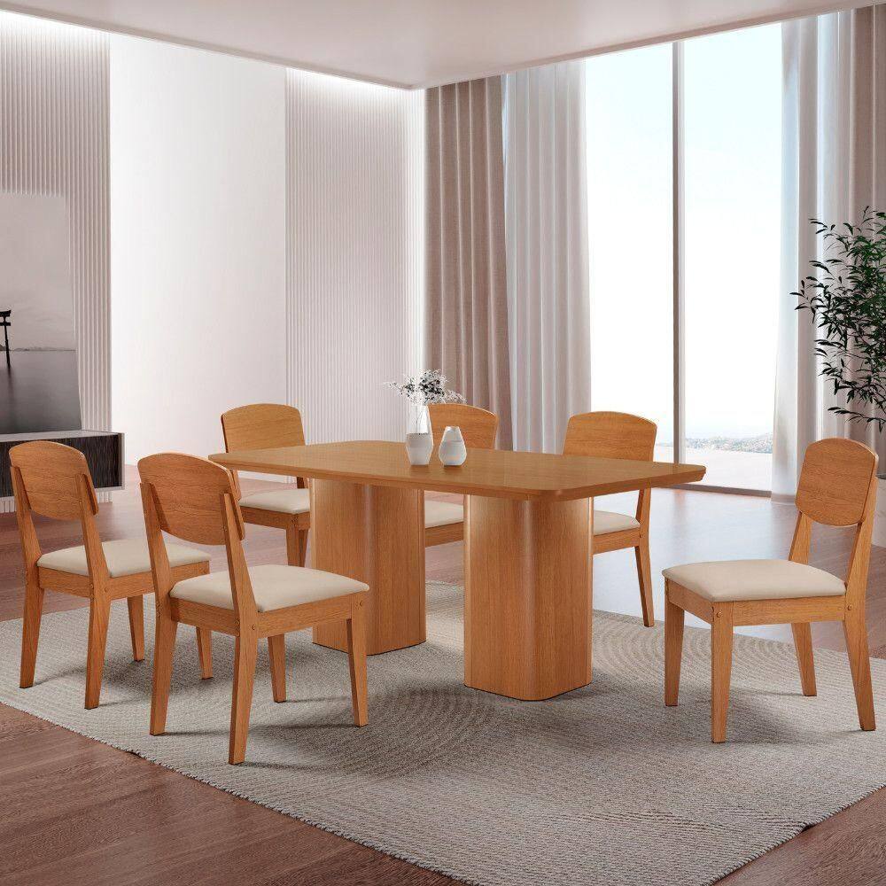 Mesa De Jantar Eloise 180cm 6 Cadeiras Moderna