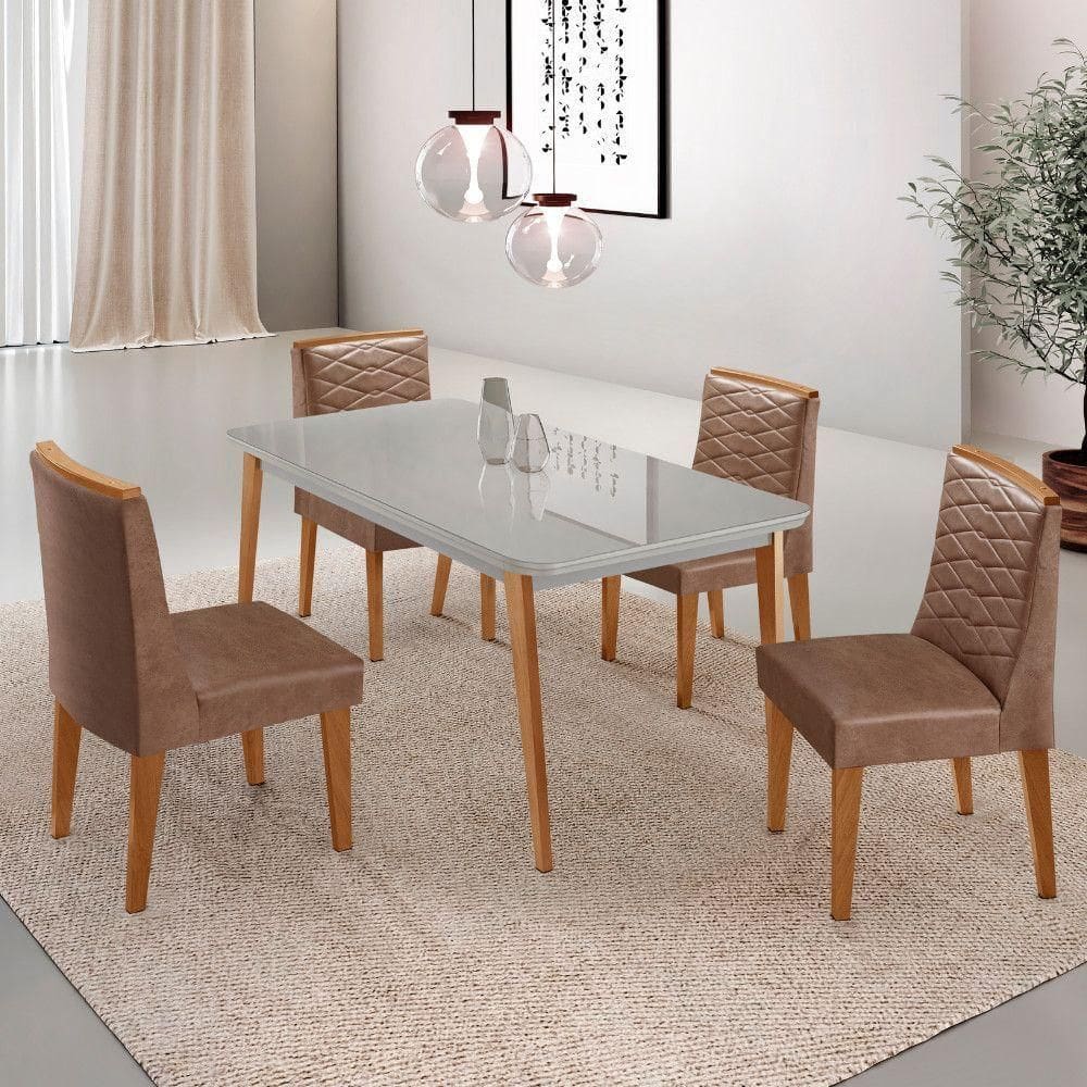 Mesa De Jantar Copper 120 cm Tampo Mdf 4 Cadeiras Moderna