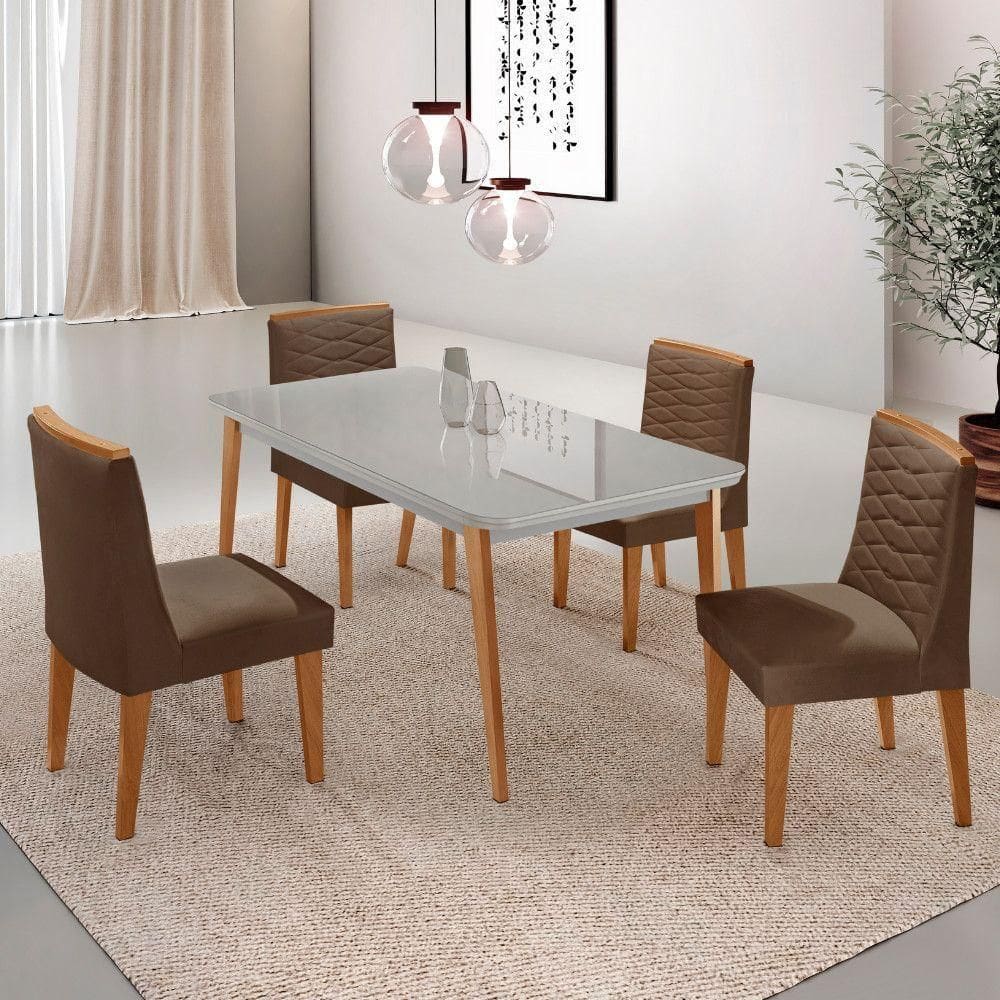 Mesa De Jantar Copper 120cm 4 Cadeiras Moderna