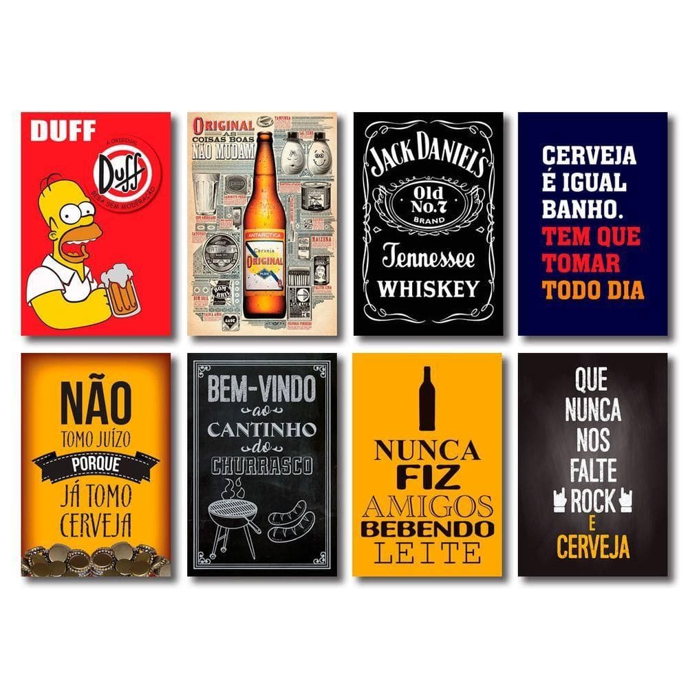 Kit Placas Decorativas Top Bebidas Mdf - 8 Placas