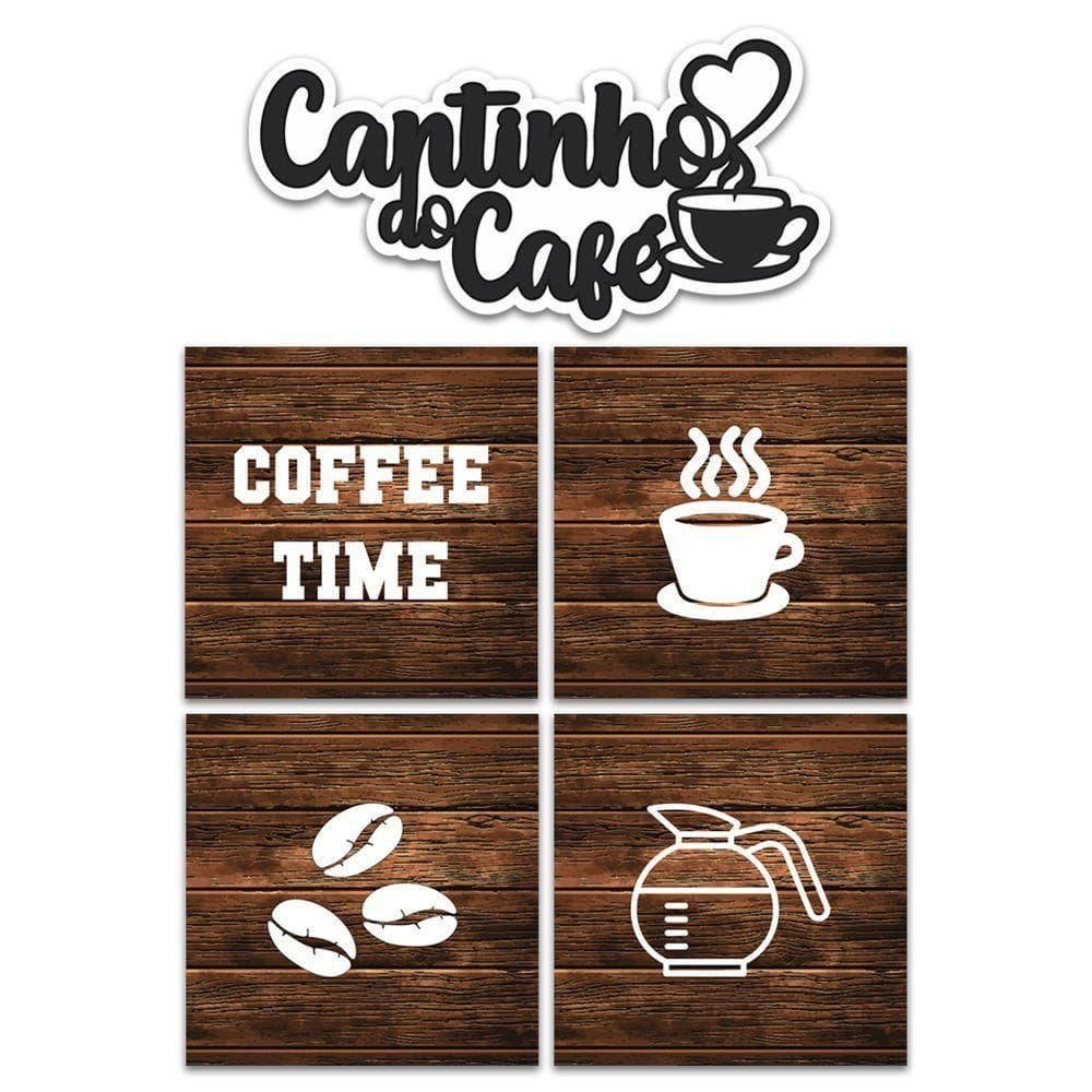 Kit 5 Placas Decorativas Cantinho Do Café Cozinha
