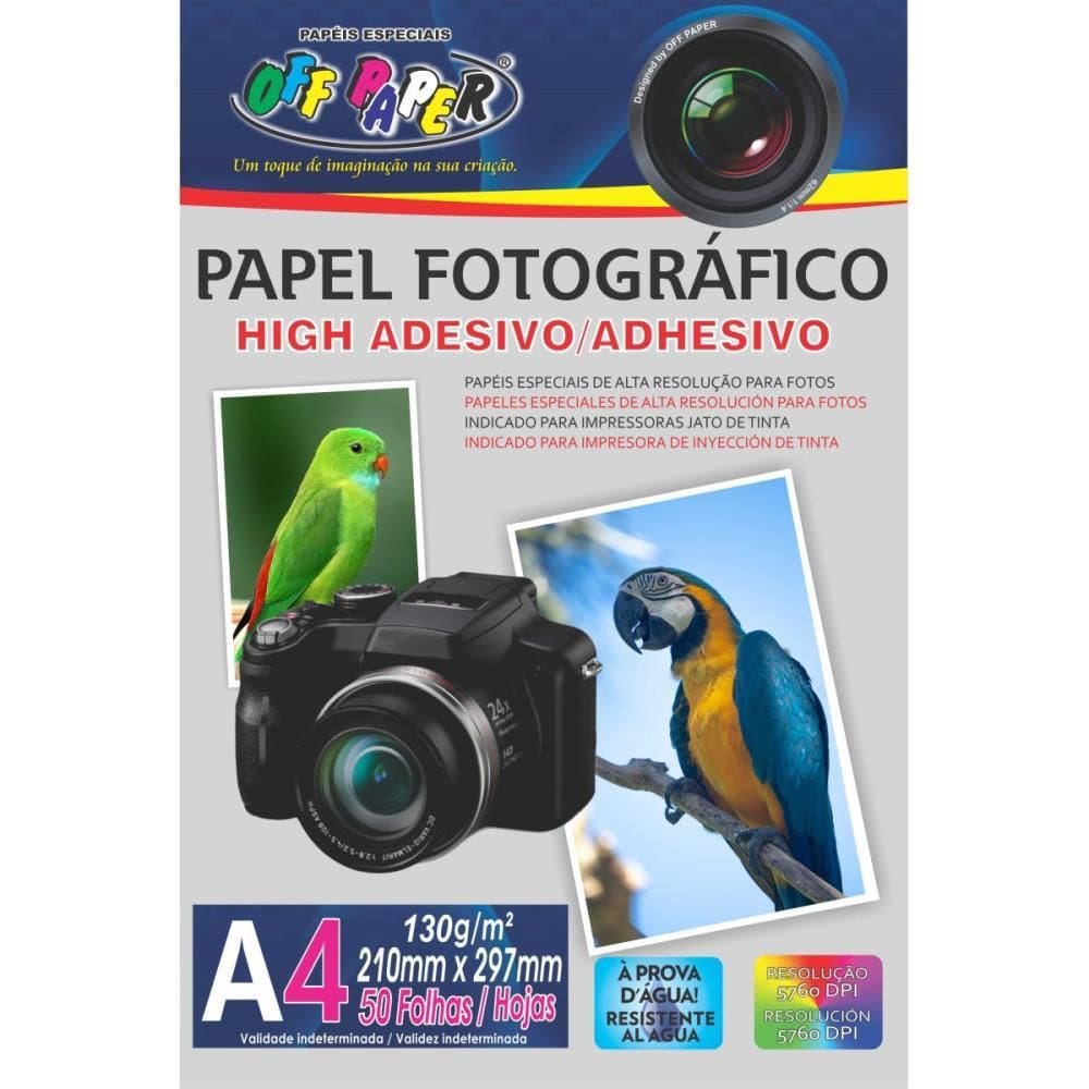 Papel Fotográfico Inkjet A4 High Adesivo 130g 50fls