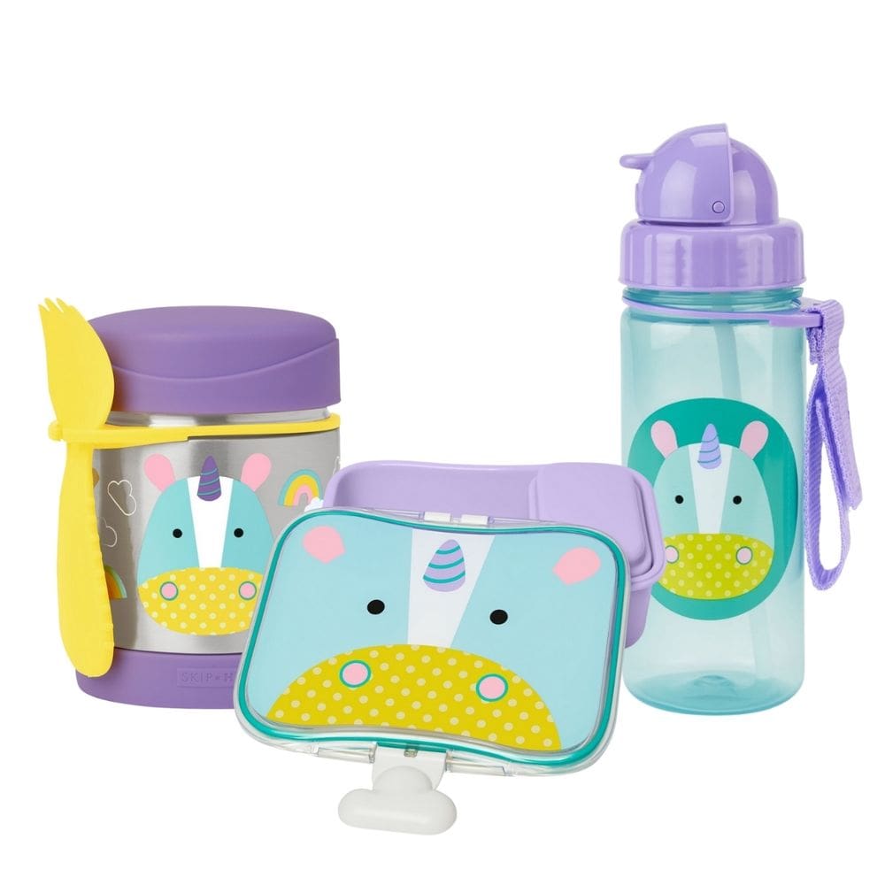 Kit Passeio com Garrafa, Lancheira e Pote Térmico com Talher Zoo Unicórnio - Skip Hop