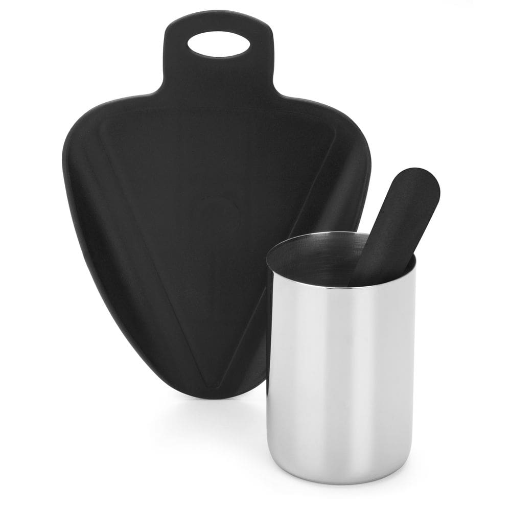 Conjunto Caipirinha 3 peças Copo Inox Pilão e Tábua Forma