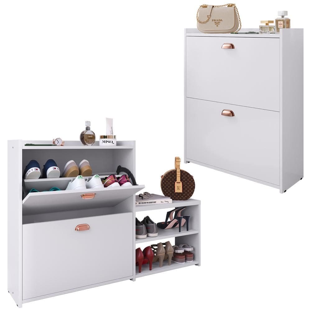Kit 2 Sapateira Organizadora Assento Prateleira Puxador Concha Multiuso Quarto Hall Entrada - Lojas RPM
