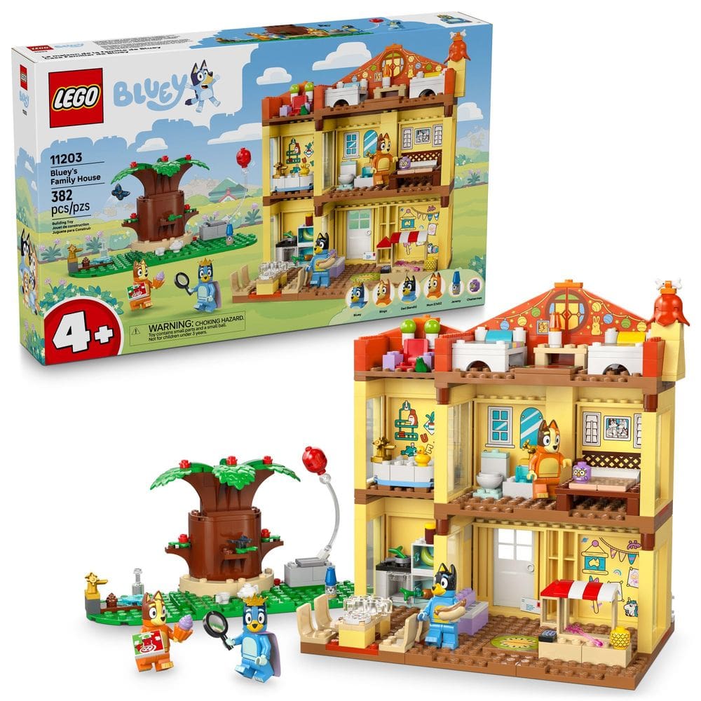 Brinquedo LEGO Bluey`s Family House 11203 com Bluey e 5 personagens