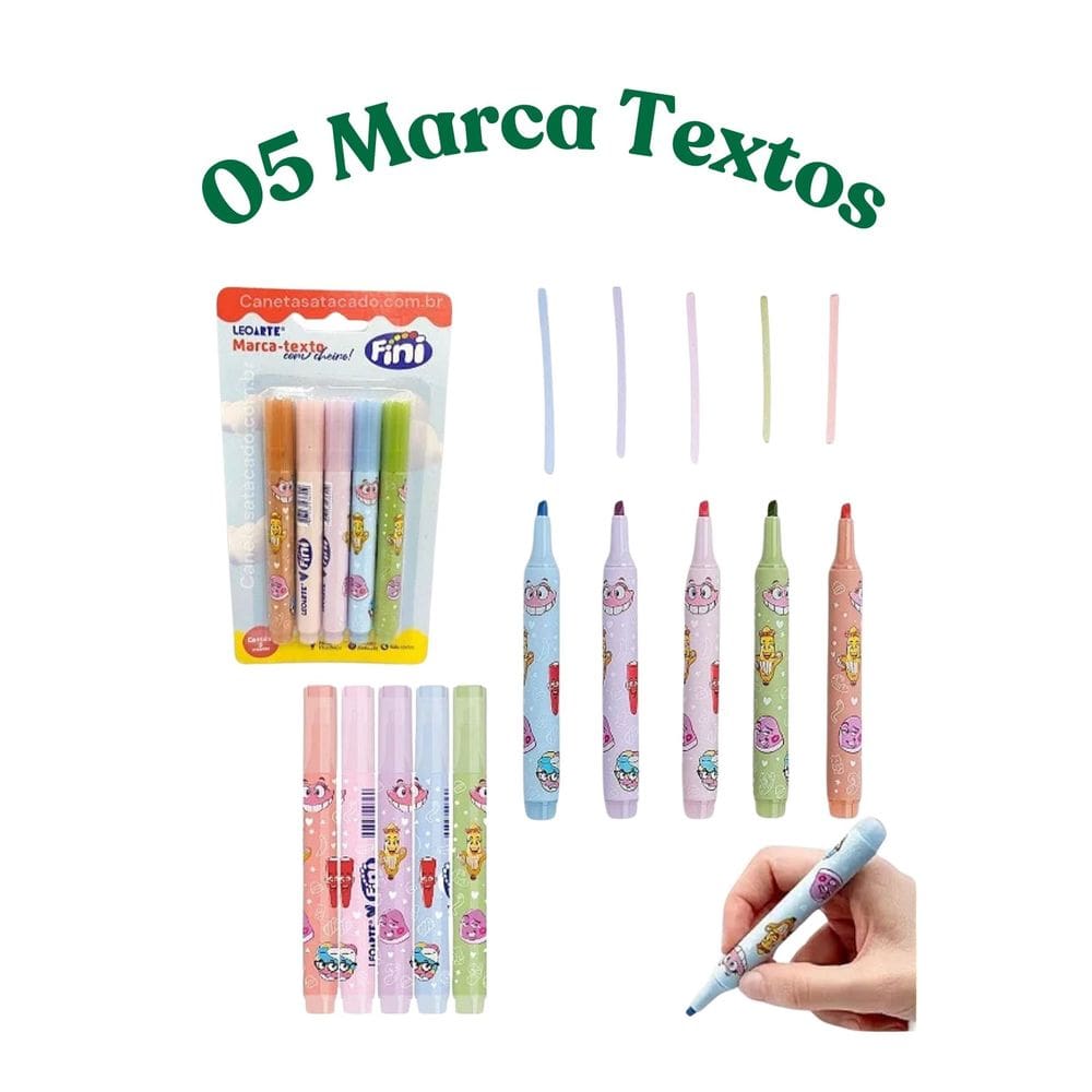 05 Marca Texto com cheirinho de Fini Marcador de texto com cheiro de bala papelaria