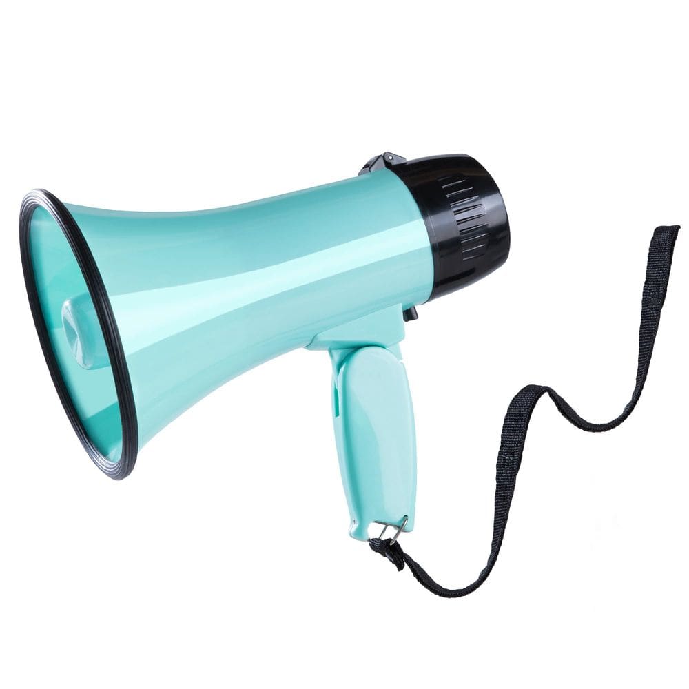 Megafone MymeaLivos portátil de 20 W com sirene/alarme e alça