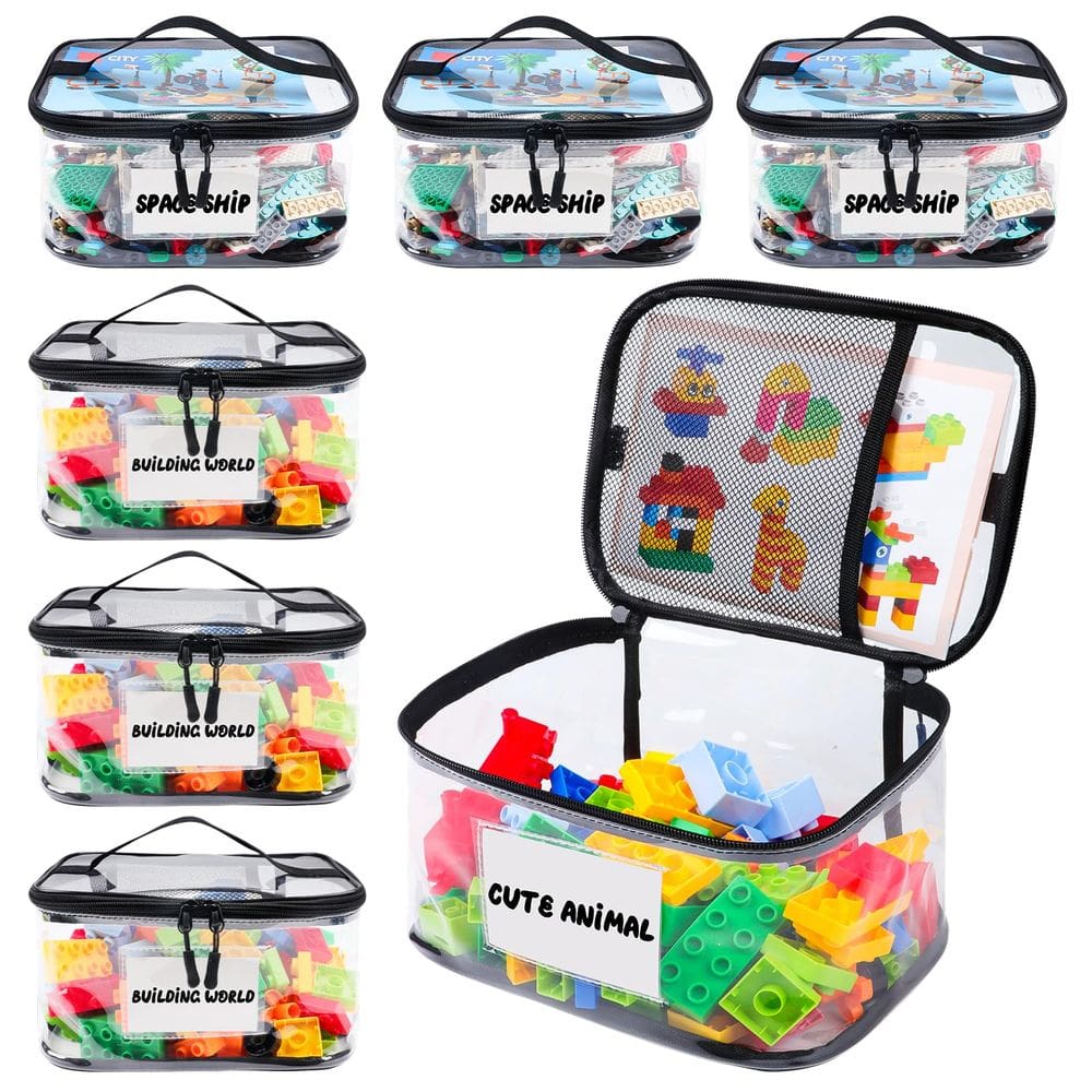 Bolsa de armazenamento de brinquedos Tesuko, pacote com 6 unidades de PVC impermeável para peças de Lego