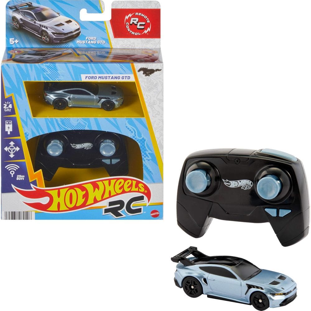 Carro de brinquedo RC Hot Wheels Ford Mustang GTD 1:64 com recarga USB