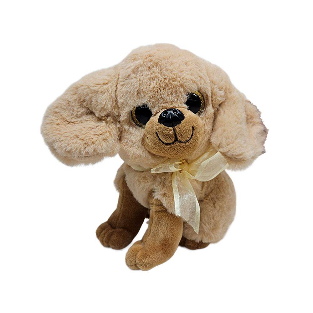 Pelúcia Cachorrinho Poodle Sentado com Laço Amarelo R3381 - BBR Toys