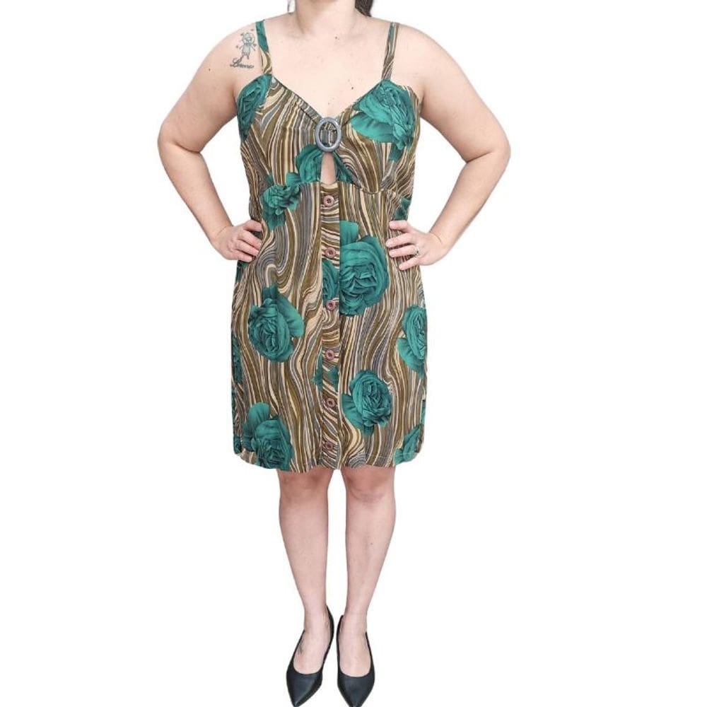 Vestido Estampado de Rosas Milliossi Plus Size