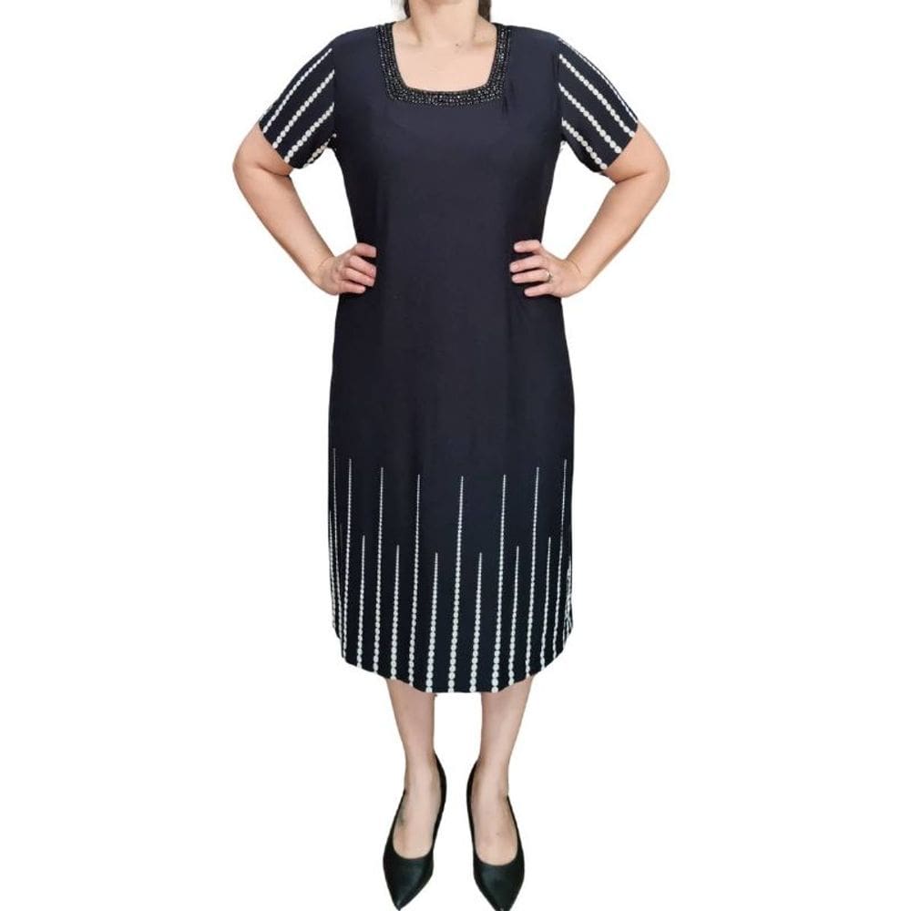 Vestido Raio de Luz Detalhado Com Pedrarias Plus Size