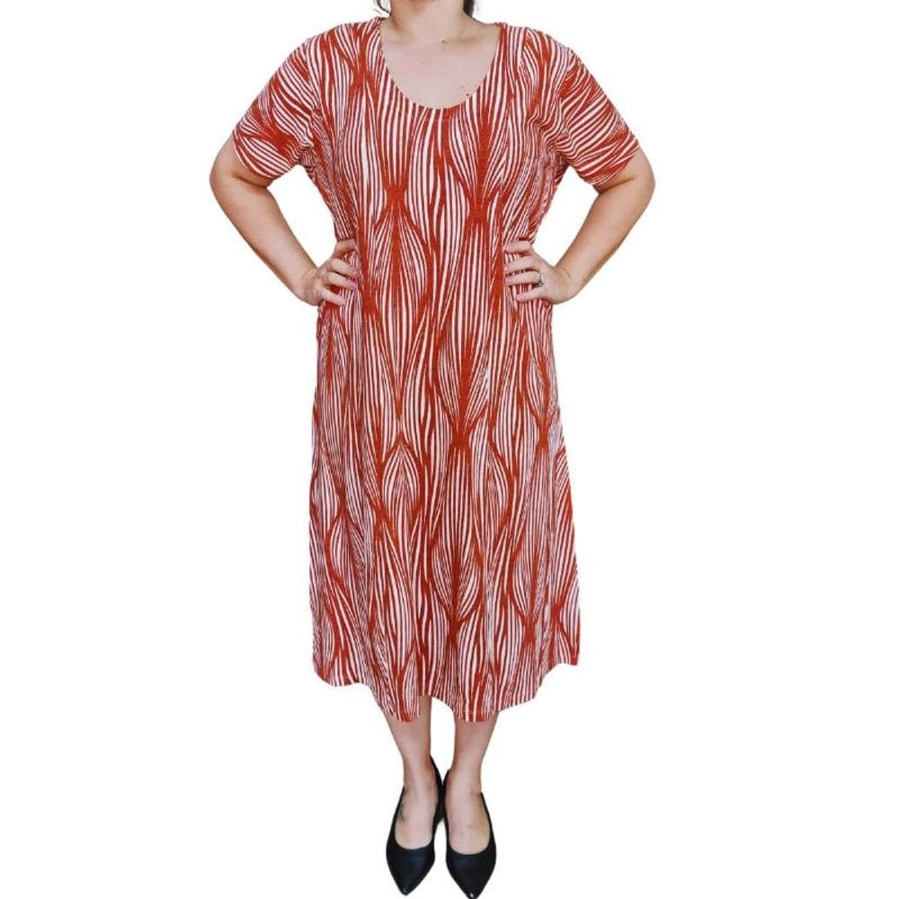 Vestido Rodher Estampado Terracota Plus Size