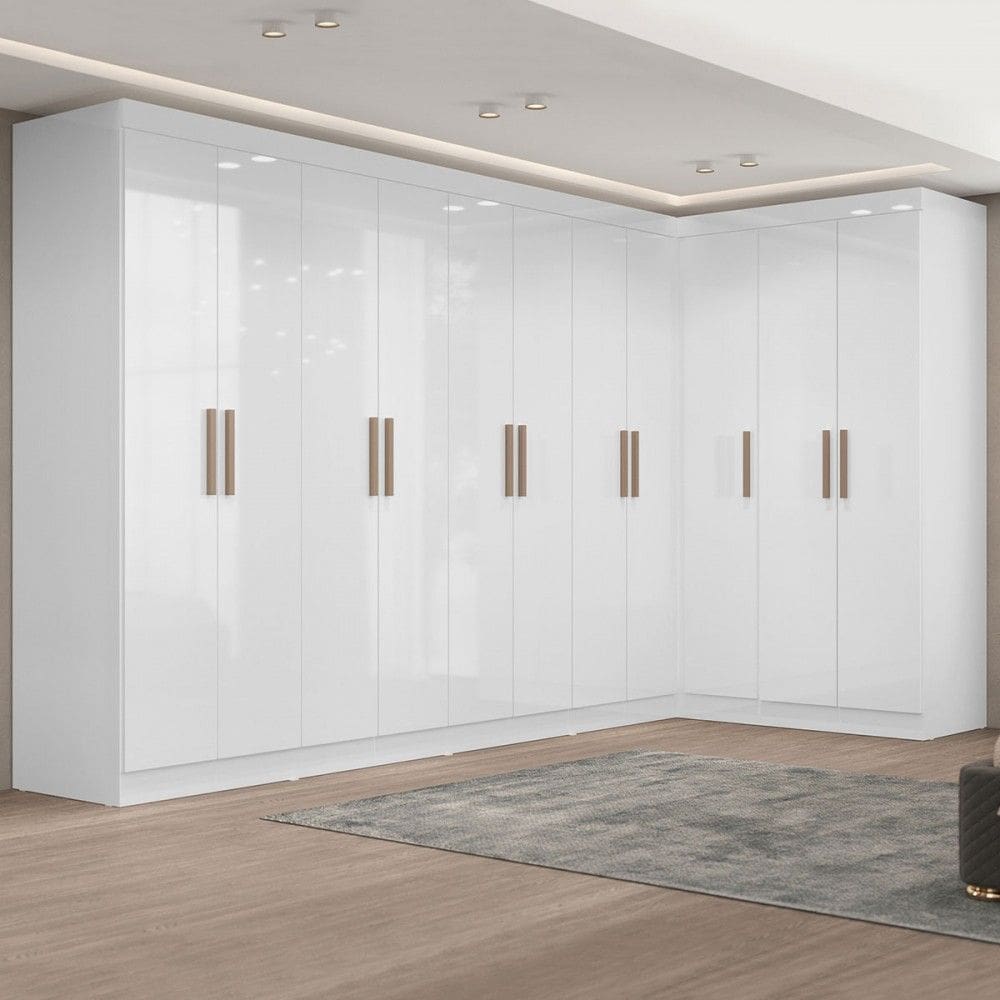 Guarda-Roupa Casal Modulado Paris 11 Portas 4 Gavetas Branco - Maxel