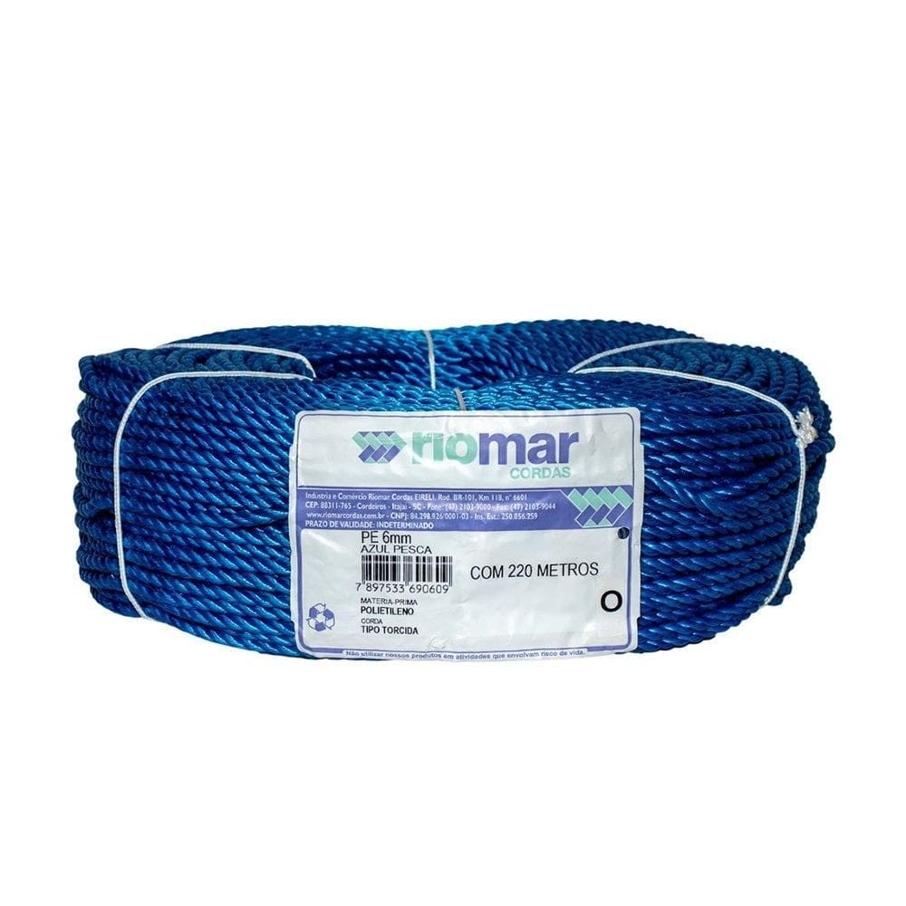 Corda Torcida Riomar Polietileno Pesca 6mmx220m Azul
