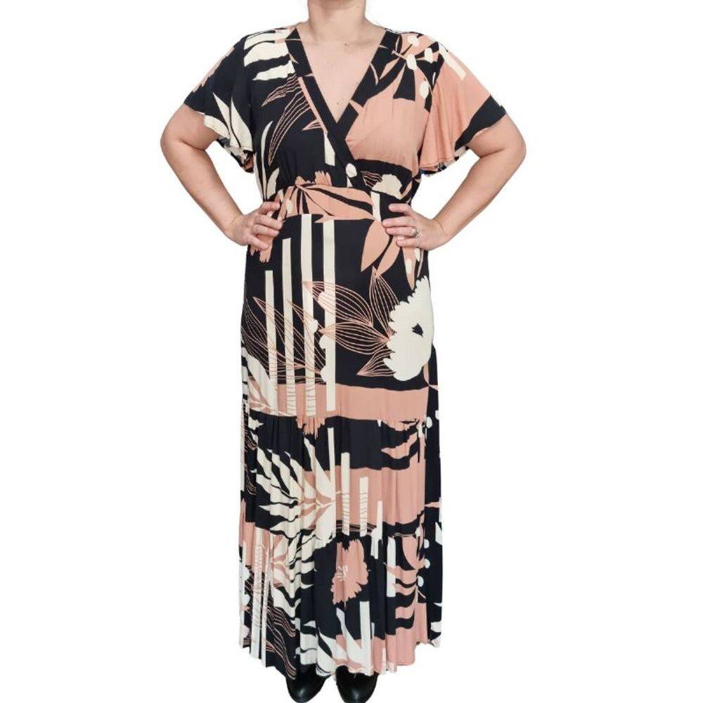 Vestidos Arruaça Estampado Viscolinho Plus Size