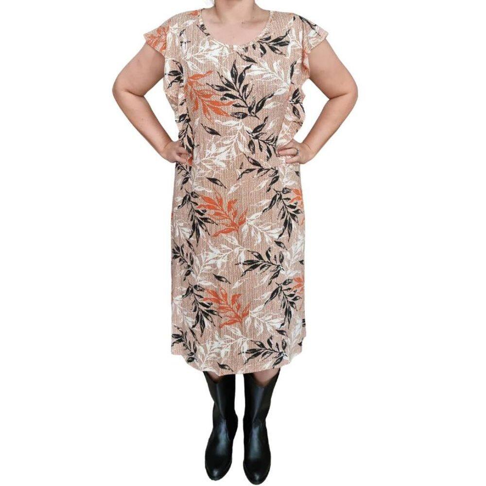 Vestido Biografia MC Estampado Plus Size Bege