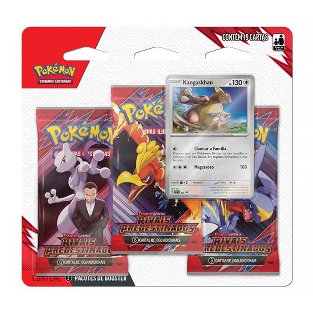 Blister Triplo Pokémon Escarlate e Violeta Rivais Predestinados Kangaskhan 100-10521 35559 - Copag