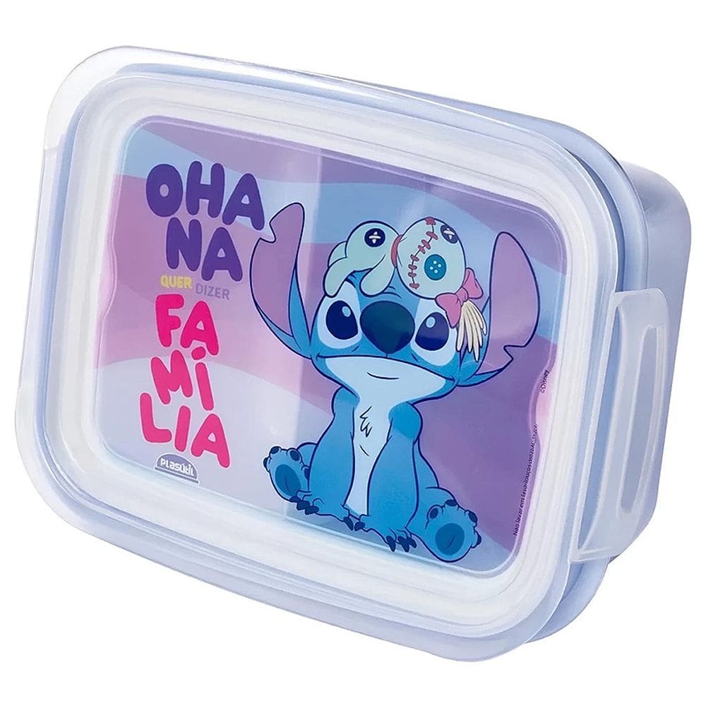 Marmita Infantil com Divisória e Trava Disney Stitch 850ml 17050 - Plasútil