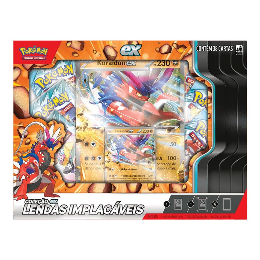 Pokémon Box Coleção EX Lendas Implacáveis Koraidon 38 Cartas 100-10392 35239 - Copag
