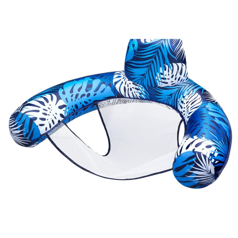 Cadeira inflável de macarrão para piscina Sloosh Blue com padrão vegetal