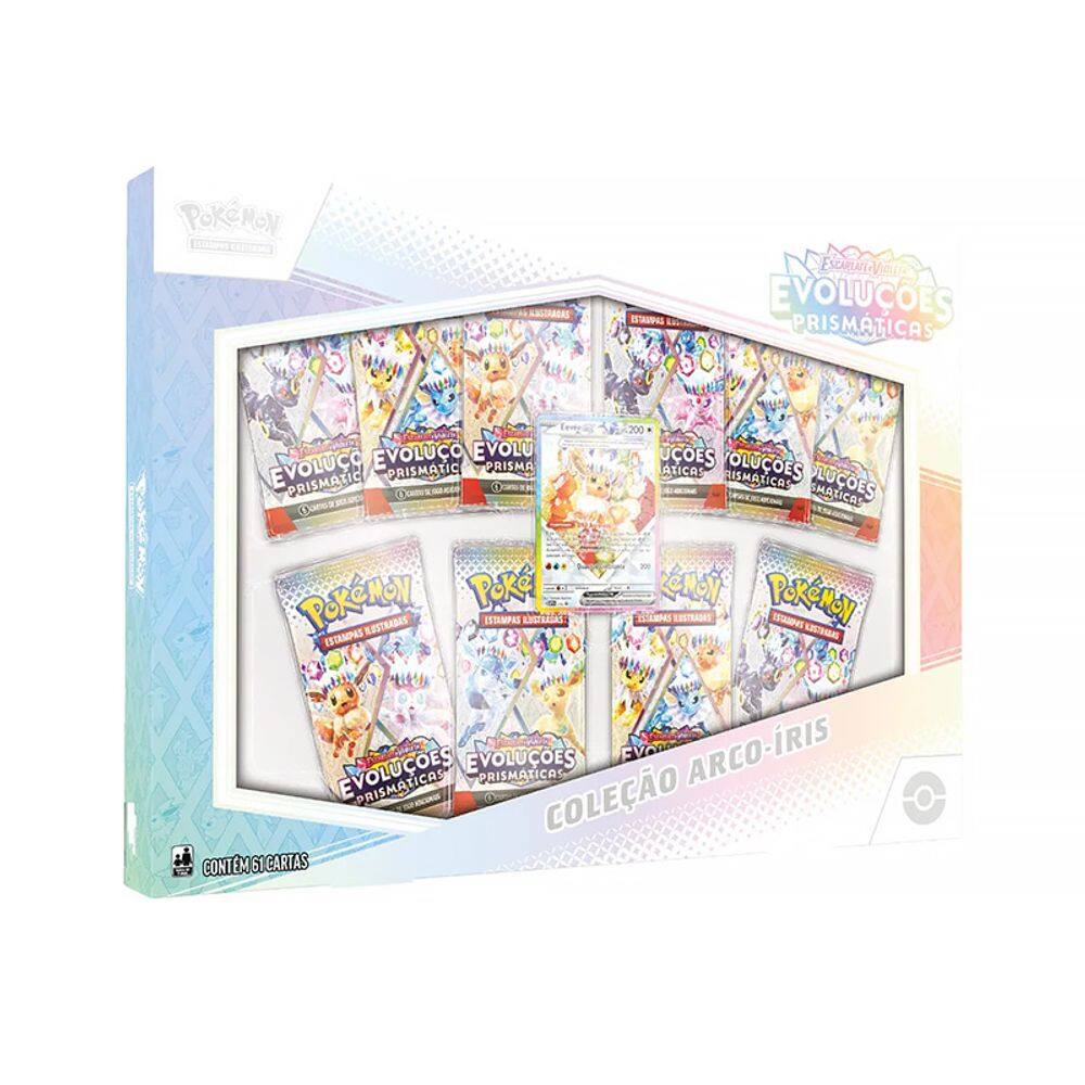 Box Pokémon Coleção Arco Íris Escarlate e Violeta Evoluções Prismáticas 61 Cartas 10-10027-102 35242 - Copag