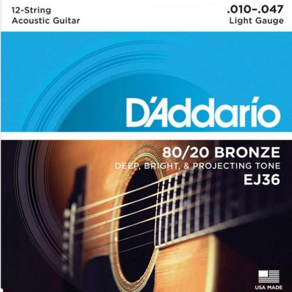 Encordoamento Violão 12 Cordas D Addario EJ36 Bronze 80/20
