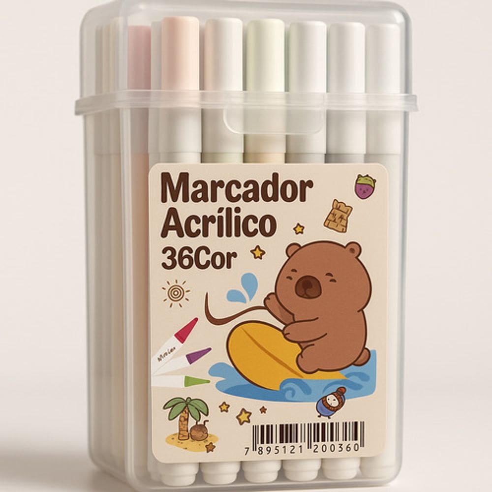 Kit De Canetas Acrílicas 36 Cores - Acrylic Paint Marker Colorido