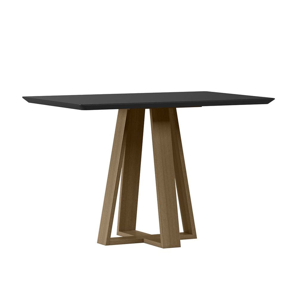 Mesa Jantar Retangular 120 x 90 Com Vidro 3mm Lectus Sem Cadeiras Amendoa - Off White - New Ceval