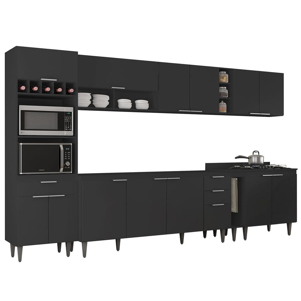 Armário de Cozinha CP07 Para Pia 180cm Pérola Z34 Preto - Mpozenato