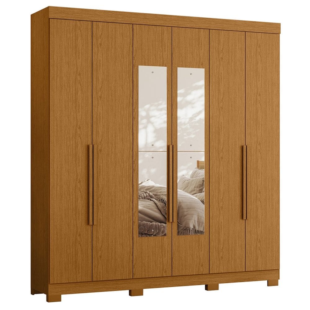Guarda Roupa Casal 200cm com Espelho Viny A02 Cinamomo - Mpozenato