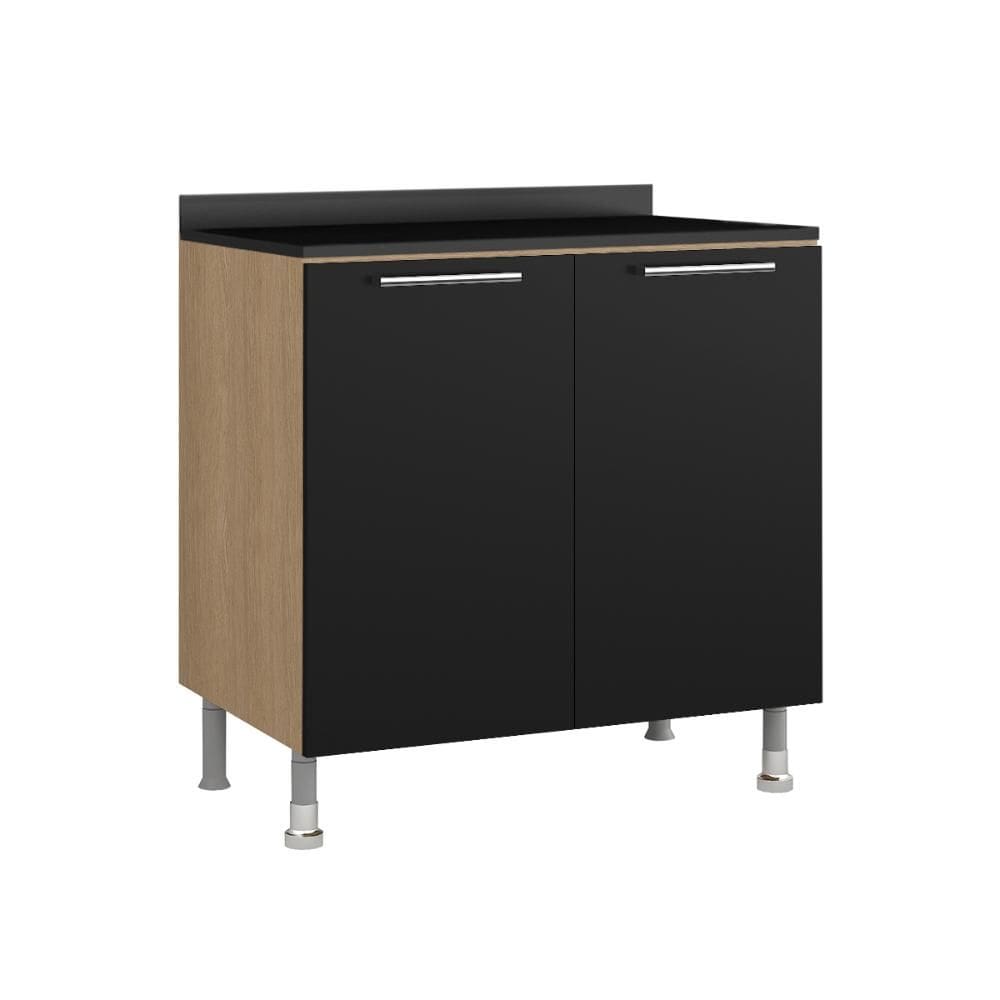 Balcão Cozinha Ditália Aspen 2Pt c/tamp CD-102 Cv/Preto Cozy