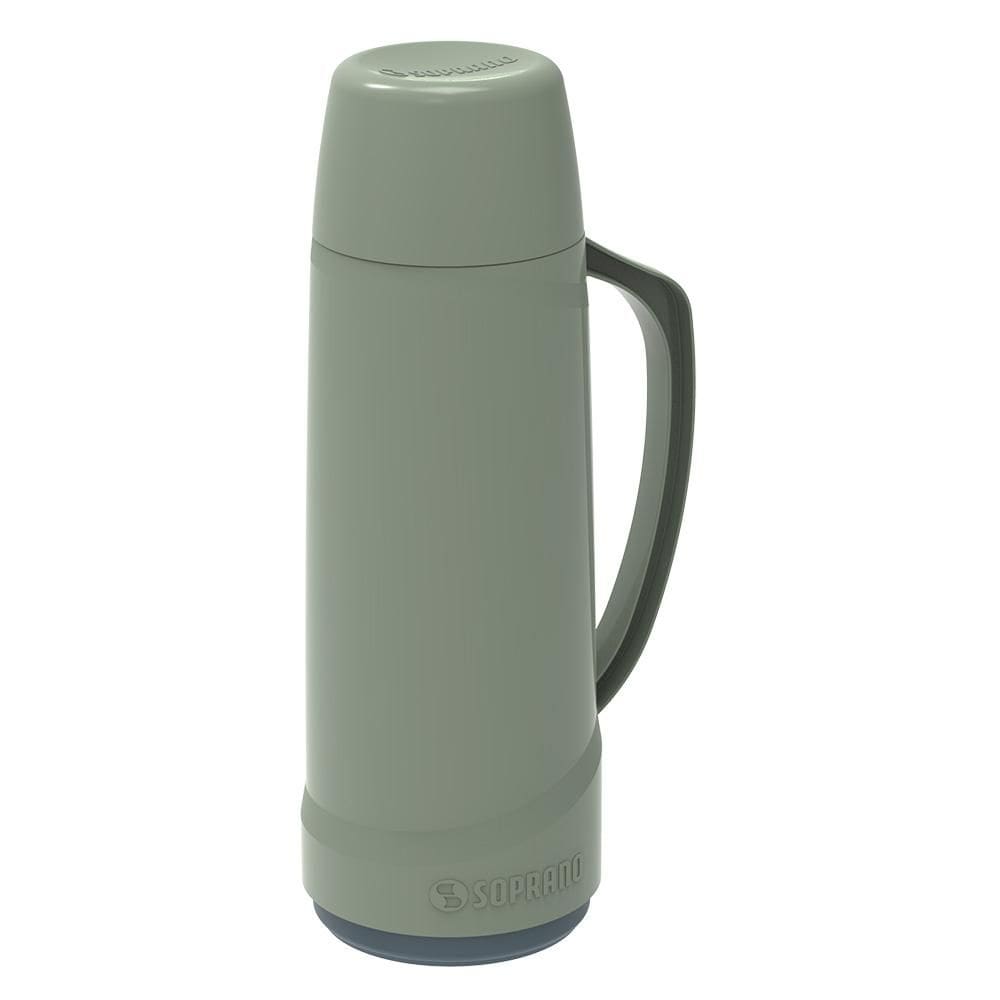 Garrafa Térmica 1L ampola de vidro Verde Cristal Soprano
