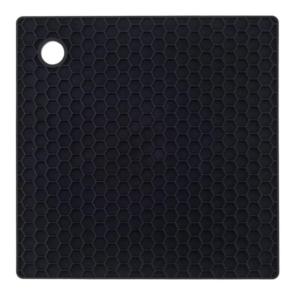 Descanso De Panela Quadrado Silicone Preto 18cm Antiderrapan