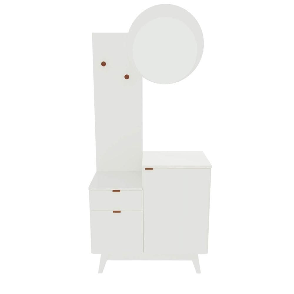 Conjunto Para Banheiro 80cm Com Espelho 2 Porta E 1 Gaveta Bn3680 Branco Tecnomobili