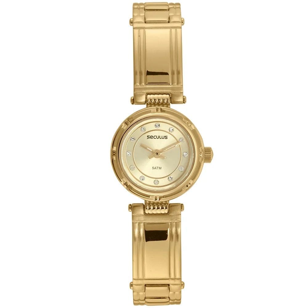 Relógio Seculus Feminino Clássico Dourado 44139LPSVDS1