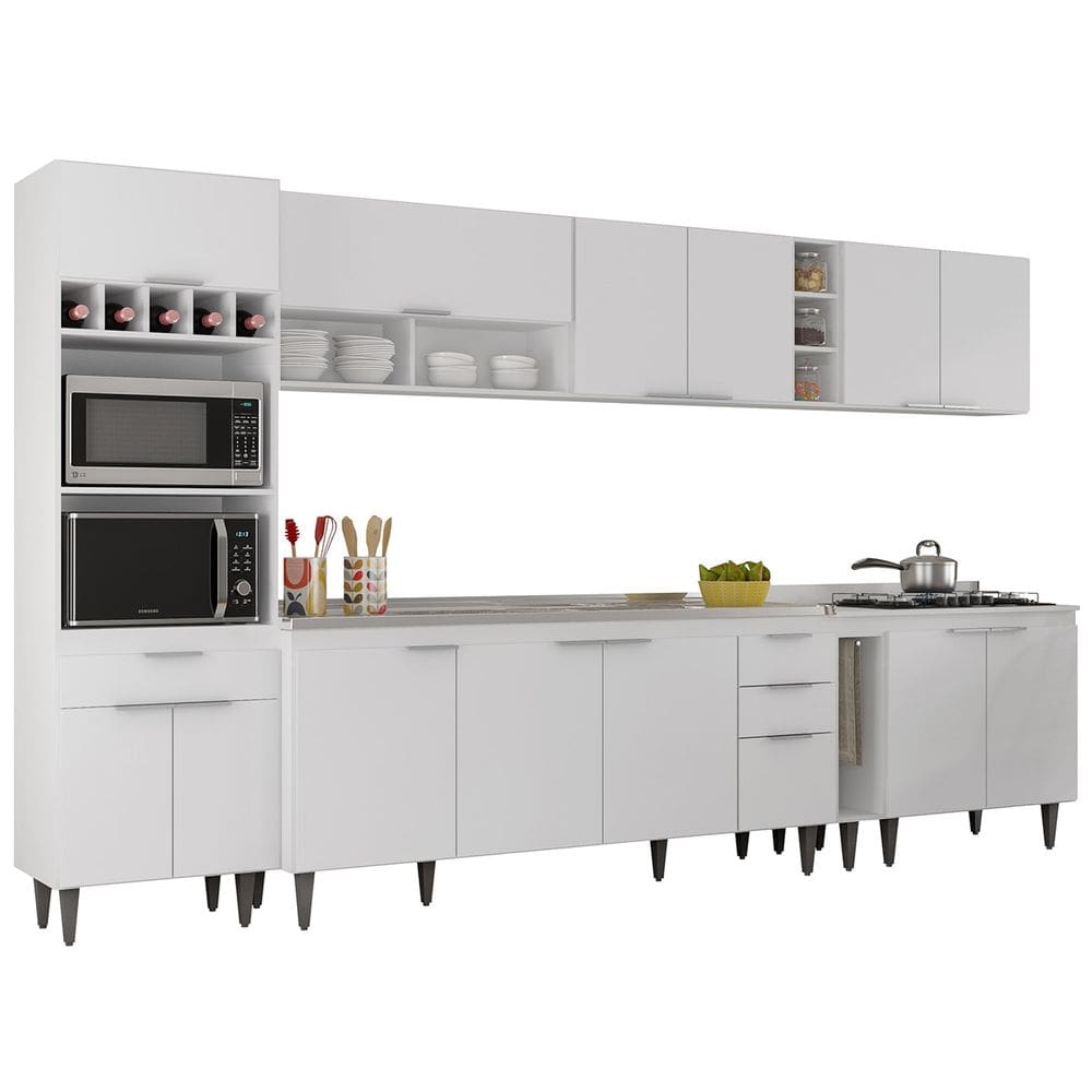 Armário de Cozinha CP07 Com Pia 180cm Pérola Z34 Branco     - Mpozenato