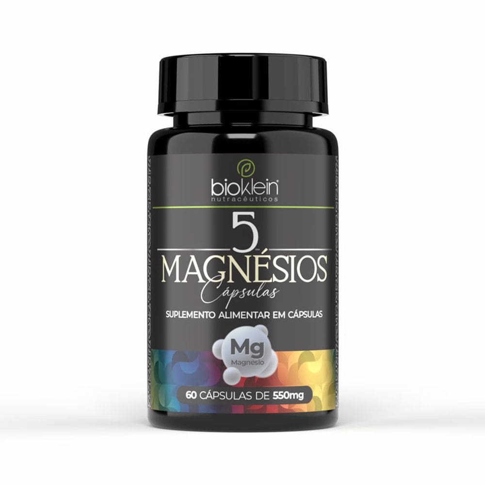 5-MAGNÉSIOS 240mg 60 Cápsulas (Taurato, Malato, Citrato, Oxido de Magnésio e Bisglicinato) Bioklein