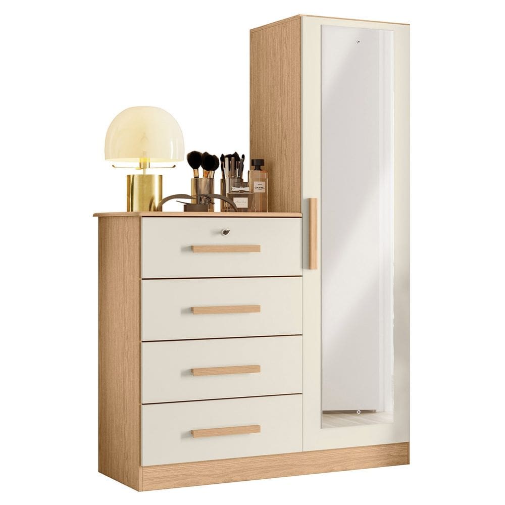 Cômoda Para Quarto 109cm 1 Porta Belize Plus Off/Freijó - Albatroz