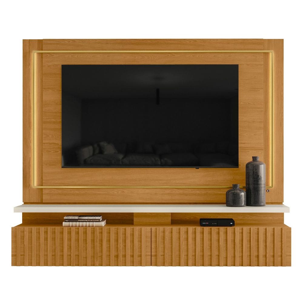 Estante Painel Para TV 75 Pol 216cm Mical Z10 Off/Cinamomo - Mpozenato