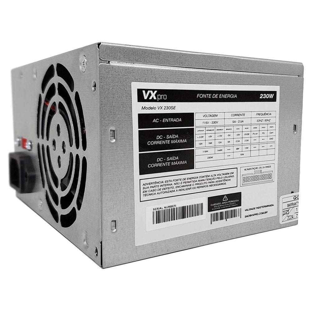 Fonte 230w Atx Vxpro, Bivolt Manual, Autêntico - Vx230se