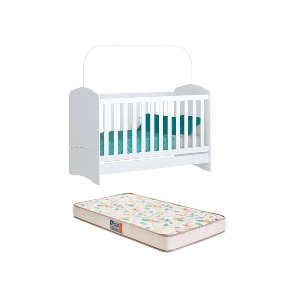 Berço Bala de Menta Branco e Colchão - FdECOR