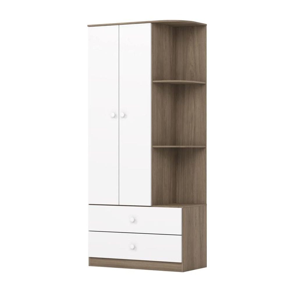 Guarda Roupa Labirinto 02 Portas Rústico/Branco - Henn