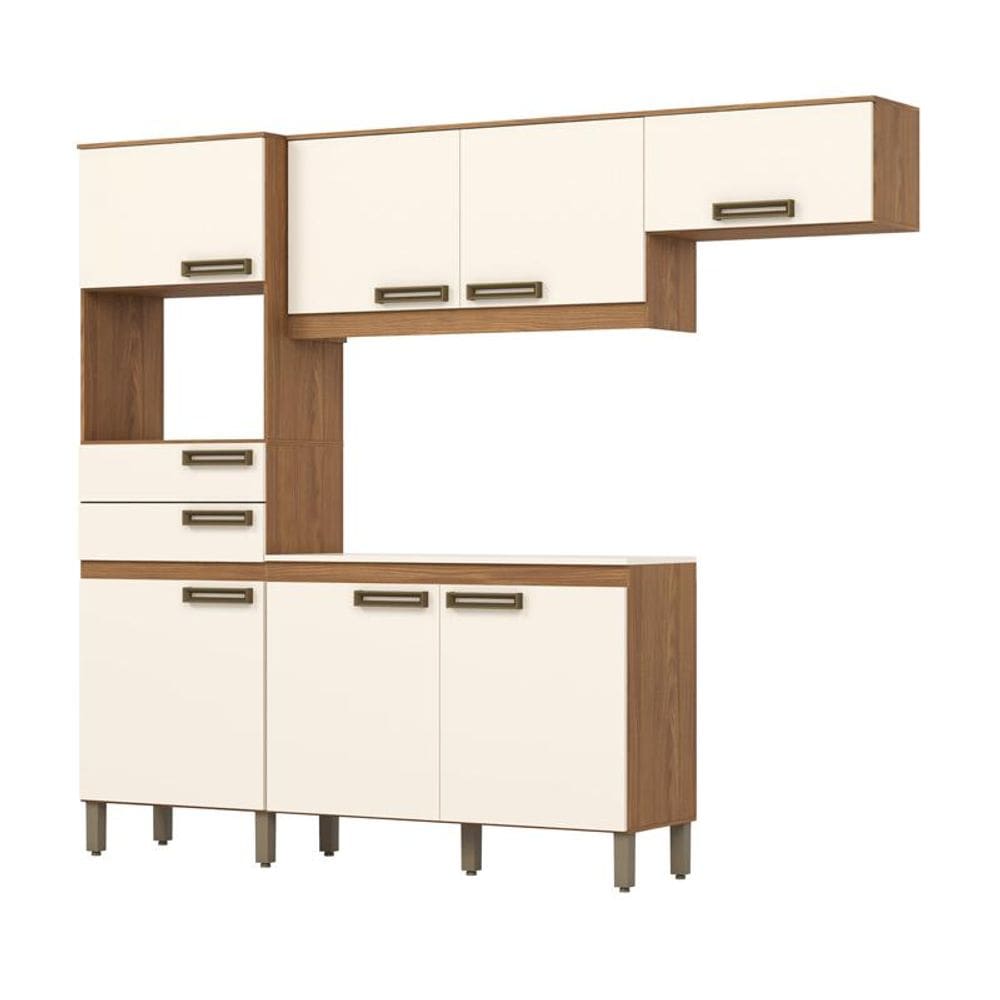 Kit Cozinha Compacta 07 Portas 02 Gavetas Nature/Off White - Briz