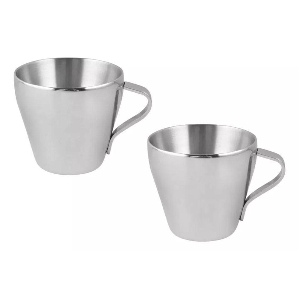Jogo de Xícaras 2 peças Dupla Inox 80ml 1977 - Class Home