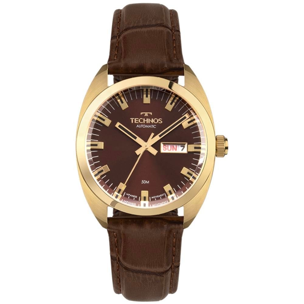 Relógio Technos Masculino Ref: 8205op/0m Automático Clássico Dourado