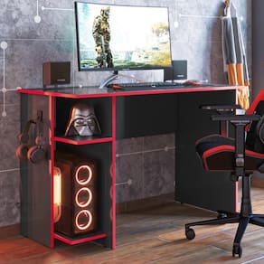 Mesa P/ Escritório E Gamer Preto Fosco/Vermelho (3875.76)