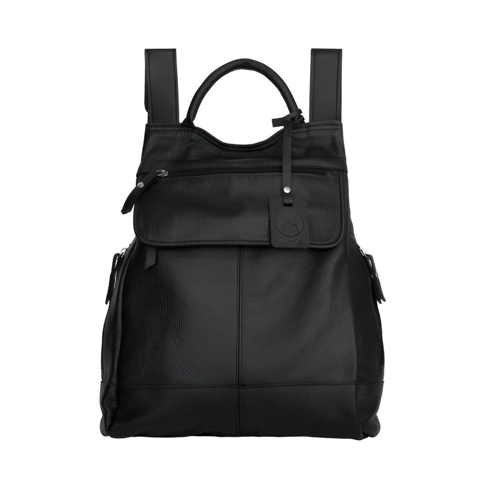 Mochila Couro autêntico Malu Preta Antifurto Resistente 5L