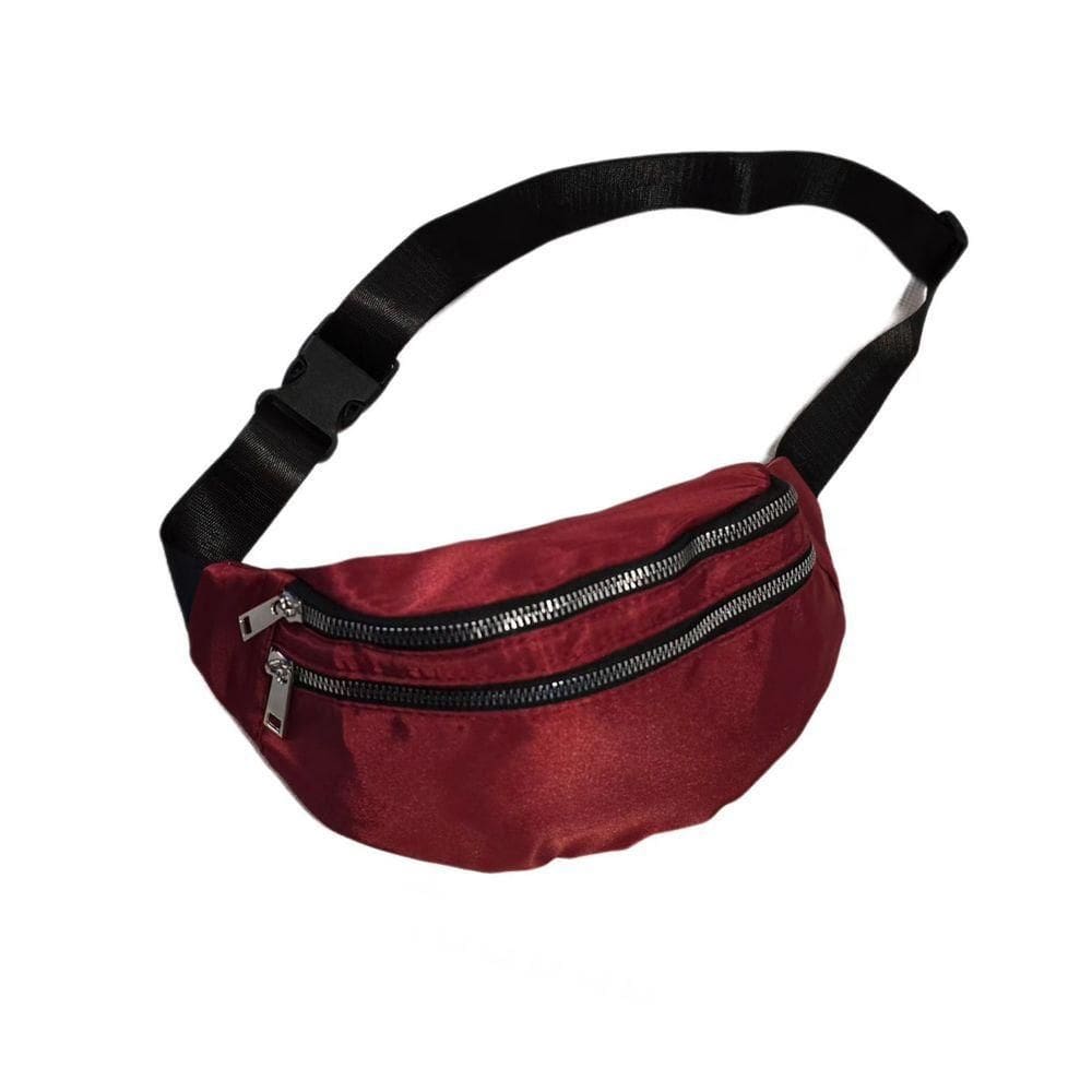 Pochete Bolsa Academia Cintura 2 Compartimentos Cor:vinho